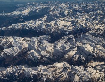 Aerial view of snow covered mountain