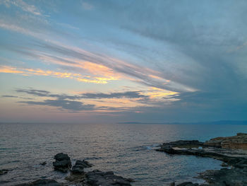 Scenic view of sea against sky at sunset