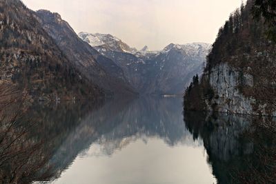 Mountains reflecting in lake
