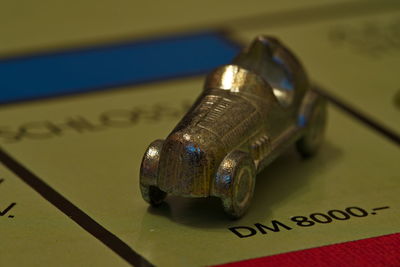 Close-up of camera on table