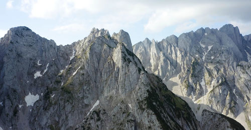 Scenic view of mountains against cloudy sky