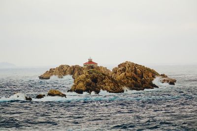 Scenic view of sea against clear sky