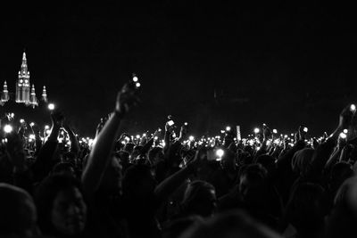 Crowd gathered at protest during night