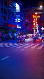 View of city street at night