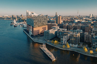 Buildings in city at waterfront