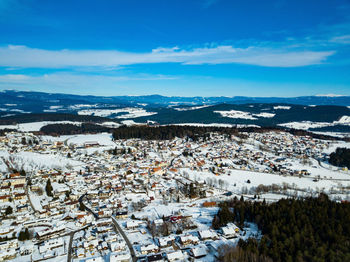 High angle view of townscape against sky