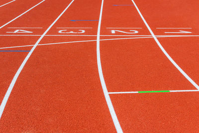 Starting line of running track