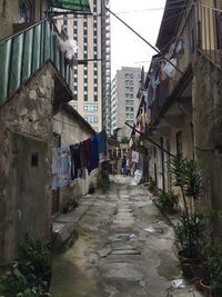 Clothes drying against buildings