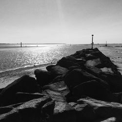 Scenic view of sea against clear sky