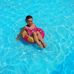 High angle view of girl in swimming pool