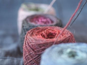 Close-up of multi colored spools