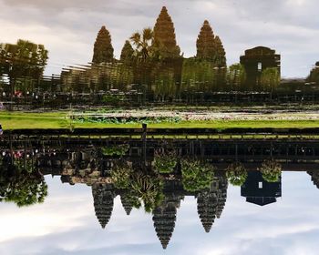 Reflection of buildings in lake