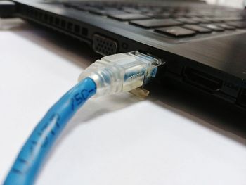 Close-up of laptop on table