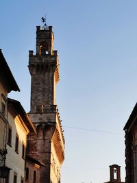 Low angle view of historic building against clear sky