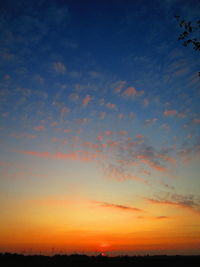 Low angle view of sky at sunset