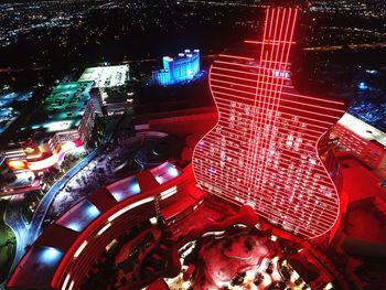 High angle view of illuminated christmas tree at night