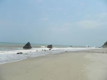 Scenic view of beach against sky