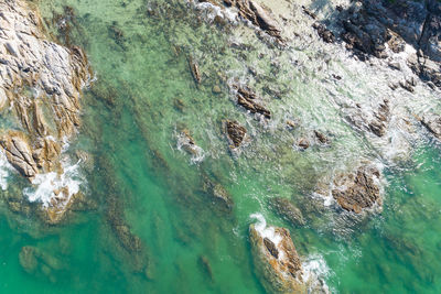 High angle view of sea waves