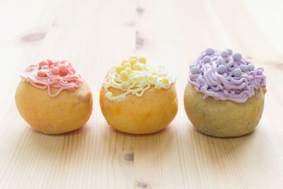 Close-up of cupcakes on table