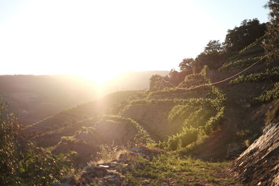 Scenic view of mountains against clear sky