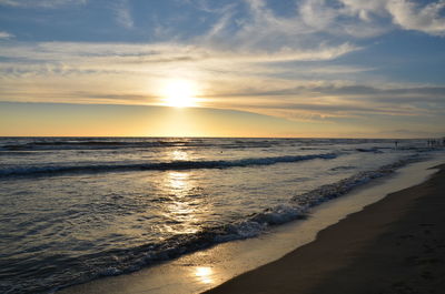 Scenic view of sea at sunset