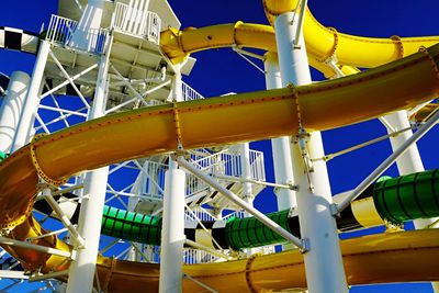 Low angle view of slides in water park