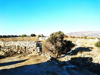 View of a desert against blue sky