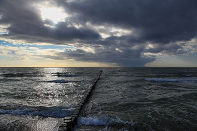 Scenic view of sea against sky during sunset