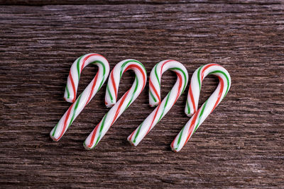 Close-up of multi colored candies on table