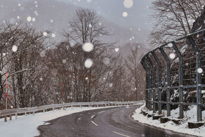 Snow mountains and roads