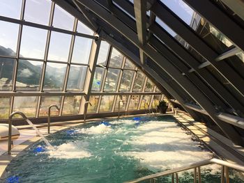 Swimming pool against sky seen from boat