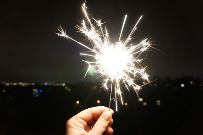 Firework display at night