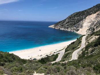 High angle view of beach against sky