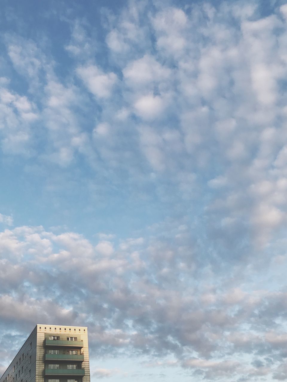 LOW ANGLE VIEW OF SKY AND CLOUDS IN THE SUNLIGHT