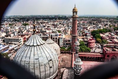 High angle view of buildings in city