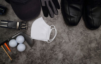 High angle view of balls on table