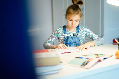 Girl studying at home