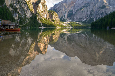 Scenic view of lake and mountains