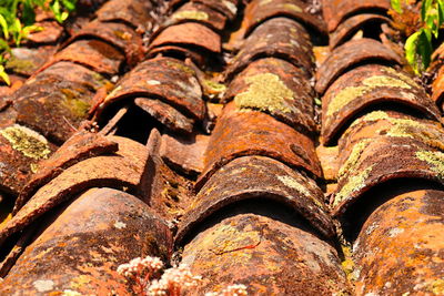 Full frame shot of old roof tiles