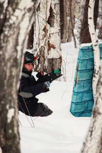 Full length of child on snow covered land