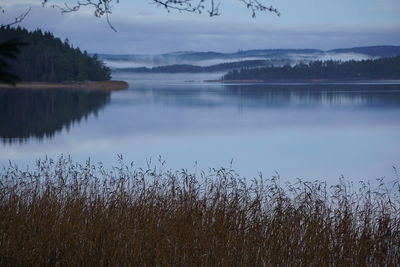 Scenic view of lake against sky