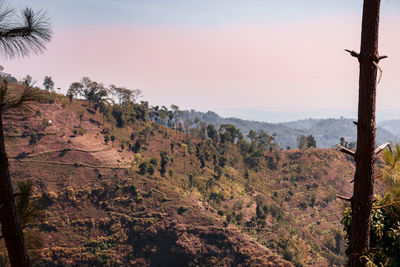 Scenic view of mountains against clear sky