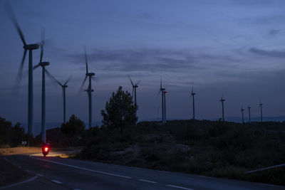 Wind turbines during sunset in spain