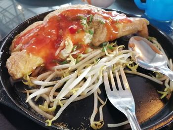 Close-up of meal served in plate