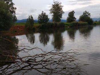 Scenic view of lake against sky