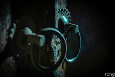 Close-up of metal door knocker