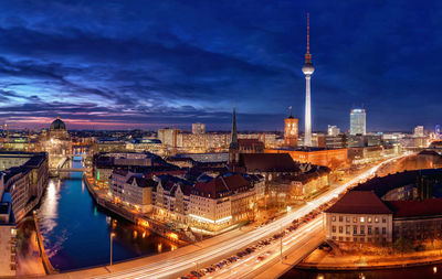 Berlin cityscape at night
