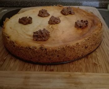 High angle view of cake on table