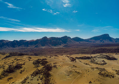 Scenic view of desert against blue sky