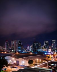 Illuminated city at night